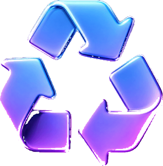 Chrome recycling arrows in blue and violet