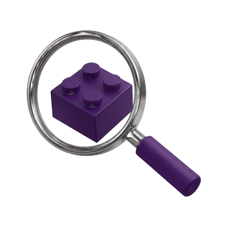 Lego brick with magnifying glass